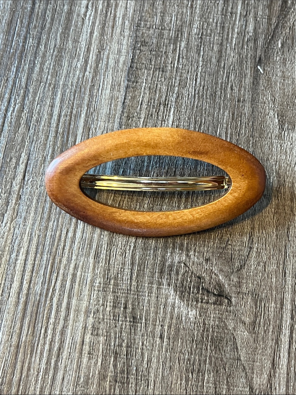 Wooden Oval Hair Barrette